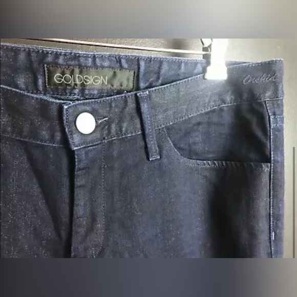 GOLDSIGN Orchid Wide Leg Jeans Designer Denim Dark Blue Wash Silver Flecks Flare - Picture 4 of 9